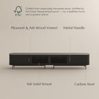 POVISON Fully-Assembled Sliding Tambour Door TV Stand, Mid Century Modern TV - Image 7