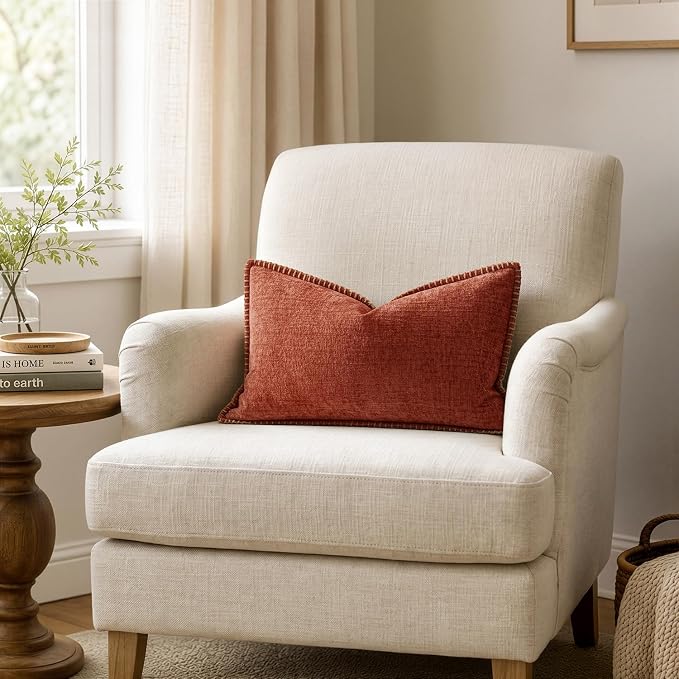 MIULEE Fall Decorative Lumbar Throw Pillow Covers 12x20 Inch Burnt Orange | - Image 4