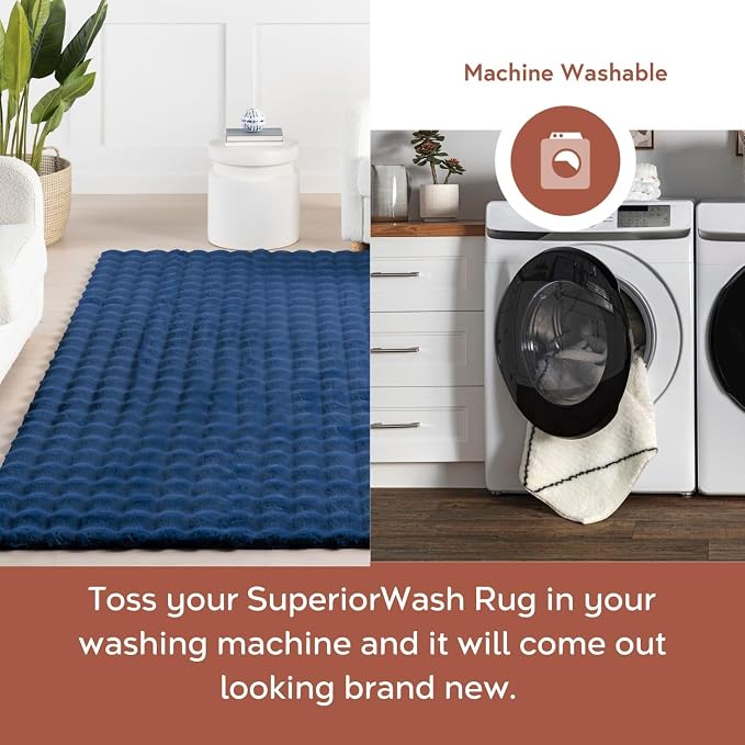 nuLOOM Jeni Navy Checkered Washable Area Rug - Image 3