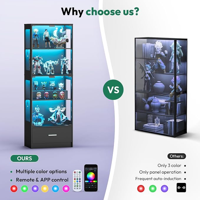 Lamtor 67-inch Glass Display Cabinet – Curio Cabinet - Image 3