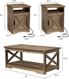 AMERLIFE 3-Piece Farmhouse Table Set Includes Coffee Table& Two End Tables - Image 2
