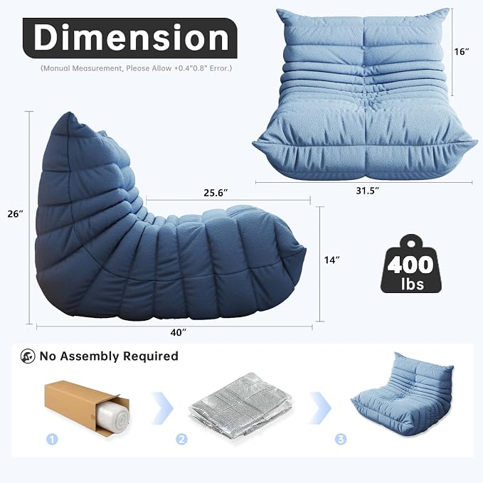 WHGBJA Memory Foam Bean Bag Chair - Image 2