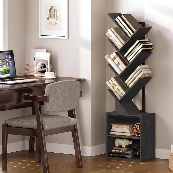 RALGEND Tree Bookshelf, 6 Tier Bookcase - Image 2