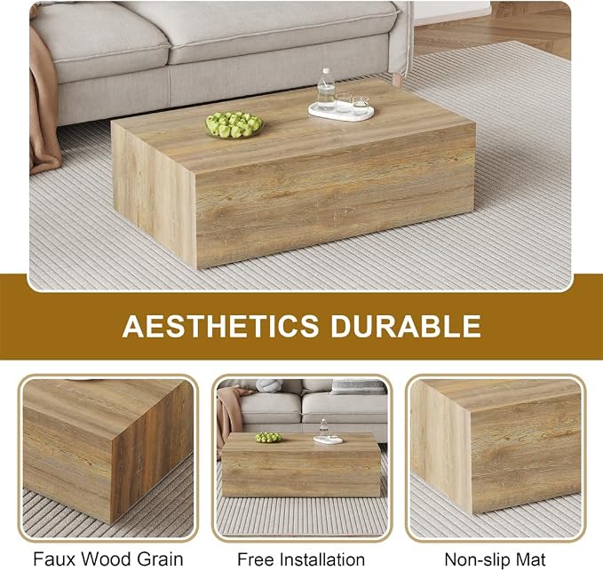 Coffee Table for Living Room Table, Modern Wood Coffee Table, Center Table for - Image 4