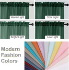 Hunter Green Kitchen Curtains 30 Inch Length Tier 2 PCS, Solid Soft Half - Image 5