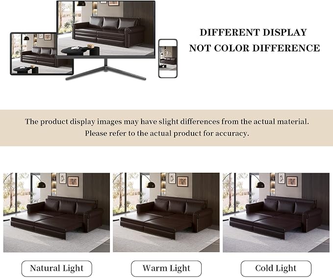 Faux Leather Sleeper Sofa Couch - Image 9