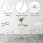 GarveeLife 3 Piece Patio Bistro Set, Folding Patio Bistro Table and Chairs Set - Image 6