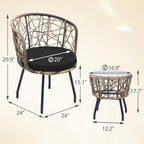 Kromax 3 Piece Bistro Set, Modern Outdoor Wicker Patio Furniture - Image 6