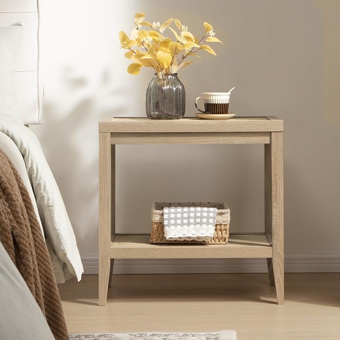 SICOTAS Rattan Nightstand Bedside Table - Image 6