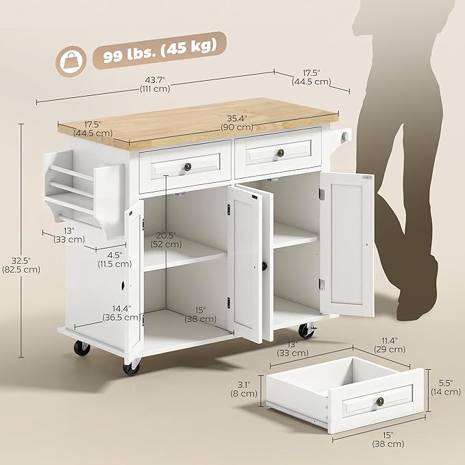 HOMCOM Kitchen Island Cart - Image 7