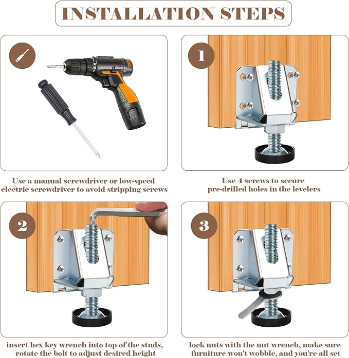 Heavy Duty Leveling Feet, 8 Pack Adjustable Furniture Levelers - Image 6