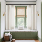 Natural Pinch Pleated Linen Semi Sheer Curtains 54 Inch Length 2 Panels | - Image 2