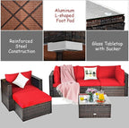 Tangkula 6 Pieces Wicker Patio Furniture Set, PE Rattan Outdoor Sectional - Image 5