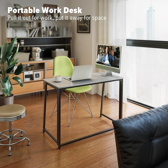 WOHOMO Folding Desk, Small Writing Desk 39.4", Space-Saving Foldable Laptop - Image 7