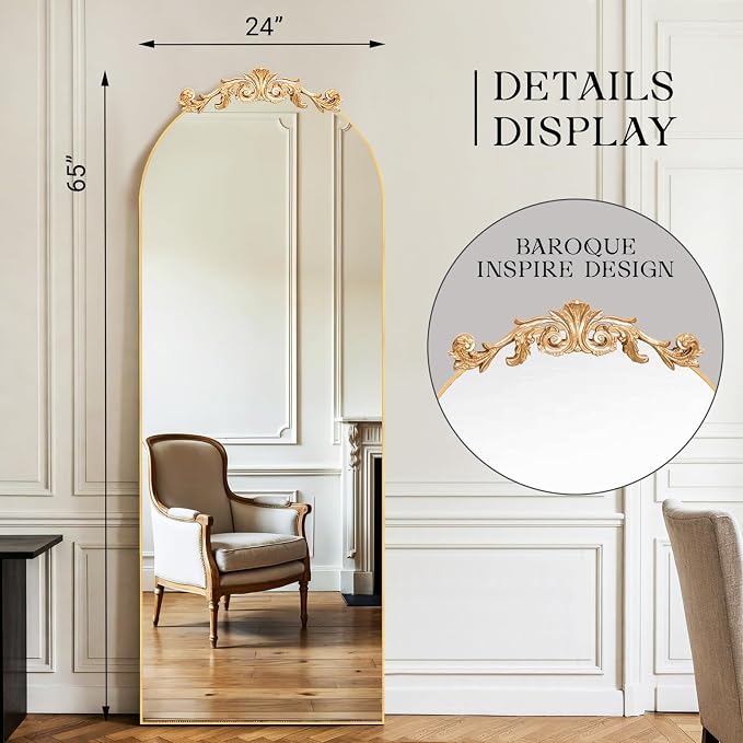 MISSDAY Vintage Baroque Full Length Mirror, Full Metal Frame Stand Up Retro - Image 4