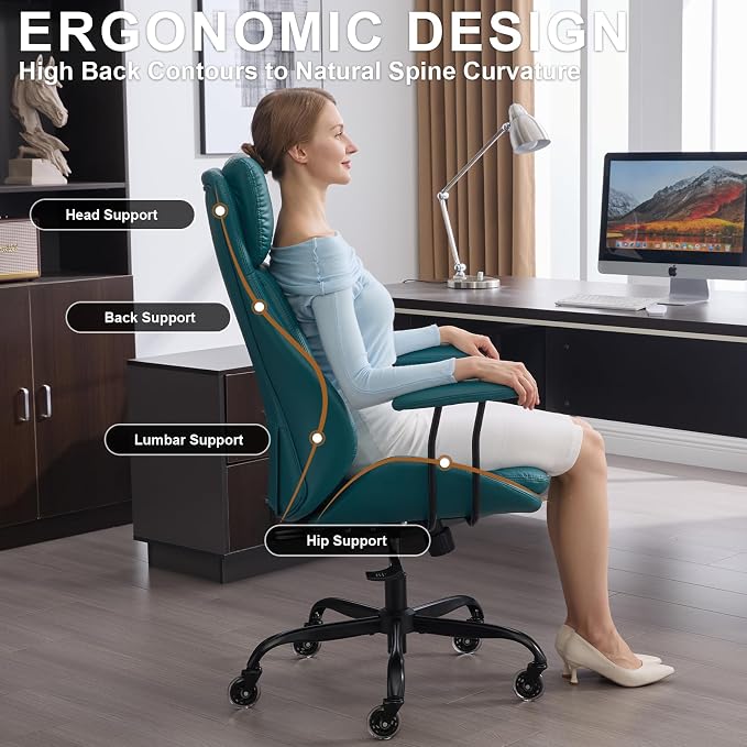 E-Motie Office Chair, Leather Desk Chair - Image 3