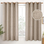 YoungsTex Oatmeal Linen Curtains 45 Inch Length, Burlap Semi Sheer Drapes by YoungsTex