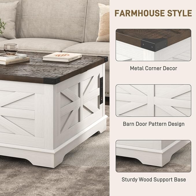 Hlivelood 36" Farmhouse Movable Lift Top Coffee Table - Image 6