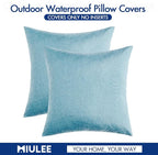 MIULEE Pack of 2 Decorative Outdoor Solid Waterproof Throw Pillow Covers Faux - Image 6