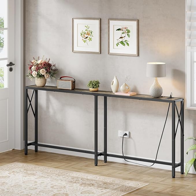 Gewudraw 70" Sofa Tables Narrow Long, Behind Couch Table - Image 2