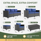 Aoxun 10 Piece Outdoor Patio Furniture Set 9 Seats, Outdoor Sectional - Image 2