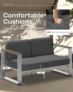Outdoor Aluminum Loveseat, Modern Patio Patio Furniture - Image 2