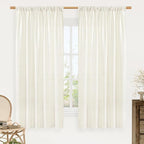 Light Filtering Cream Linen Blended Curtains 63 Inch by LAMIT