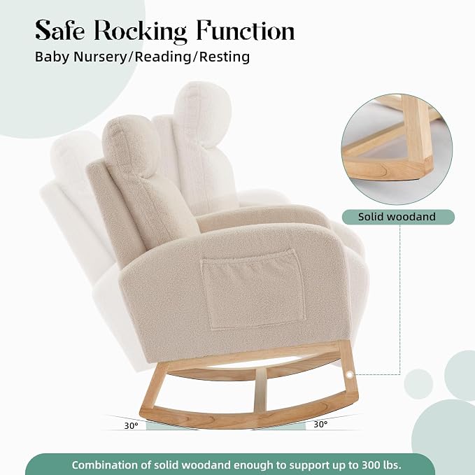 GAOMON Rocking Chair Glider for Nursery, Comfy Rocker Nursery - Image 5