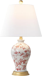 JONATHAN Y 24" White/Red French Country Ceramic Floral Urn Table Lamp, by JONATHANY