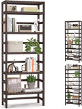 Homykic 6-Tier Bamboo Bookshelves and Bookcases, Adjustable 63.4”Tall Shallow by Homykic
