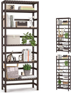 Homykic 6-Tier Bamboo Bookshelves and Bookcases, Adjustable 63.4”Tall Shallow by Homykic