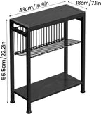 End Table Set of 2 for Small Space, 3-Tier Narrow Side Table - Image 3