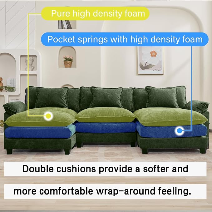 Oprisen 120" Modular Sectional Sofa, Comfy Cloud Couch Sectional Sofa - Image 3