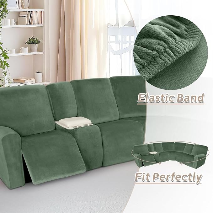 Arfntevss Sectional Recliner Couch Covers Velvet Washable Corner Sectional Sofa - Image 6