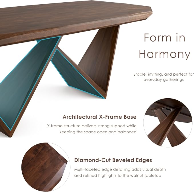 Furniture of America Nazaen III 82.5" Mid-Century Modern Solid Wood Live Edge - Image 3