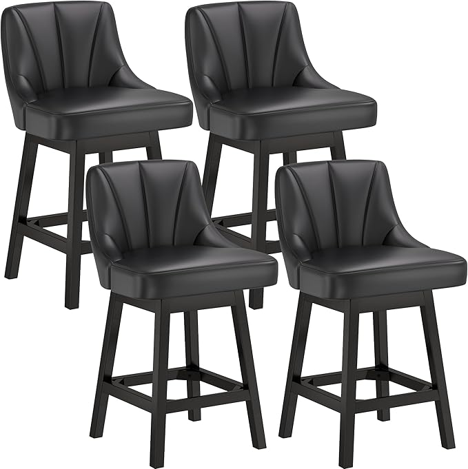 YaFiti Swivel Bar Stools Set of 4, 26 Inch Counter Height Bar Stools by YaFiti