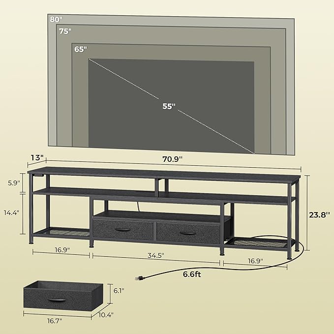 Huuger TV Stand for 75 80 Inch TV, Entertainment Center - Image 6