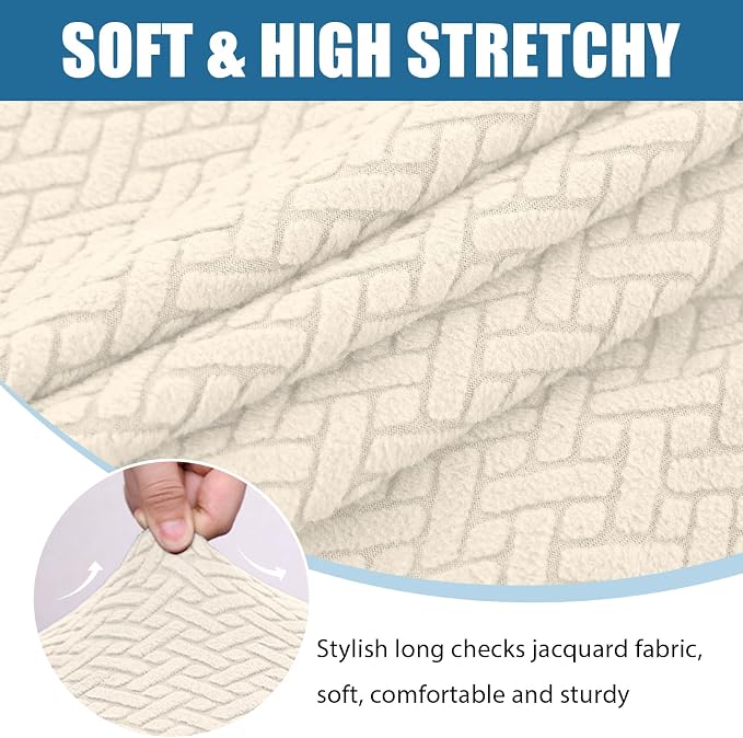 Smiry Waterproof Couch Cushion Covers, Stretch Jacquard Thick Sofa Cushion - Image 7