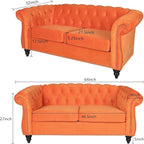 Chesterfield Loveseat Sofa, Modern Velvet Small Sofa Couch 2 Seater - Image 2