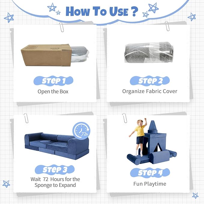 Modular Kids Play Sofa Multifunctional Kids Sofa Convertible Foam Floor Mat - Image 6