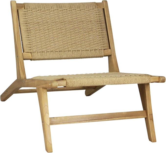 JONATHAN Y Parker 23.6" x 36.2" Solid Teak Wood Woven Yarn Accent Bohemian by JONATHANY