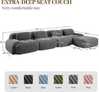 Boneless Sectional Couch, No Assembly Required, 152.7” L Shaped Modular Cloud - Image 3