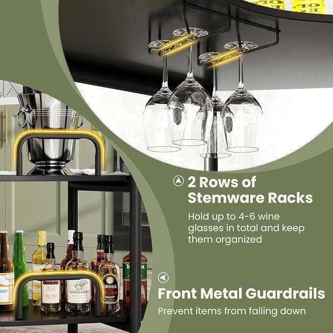 Giantex 3-Tier Bar Table, Corner Bar Cabinet, Liquor Home Bar Unit - Image 7