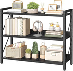HOOBRO Bookshelf, 3-Tier Industrial Bookcase, Book Shelf Storage Organizer by HOOBRO