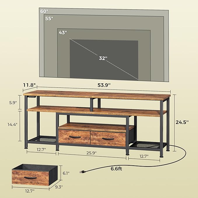 Huuger TV Stand for 55 60 Inch TV, Entertainment Center - Image 4
