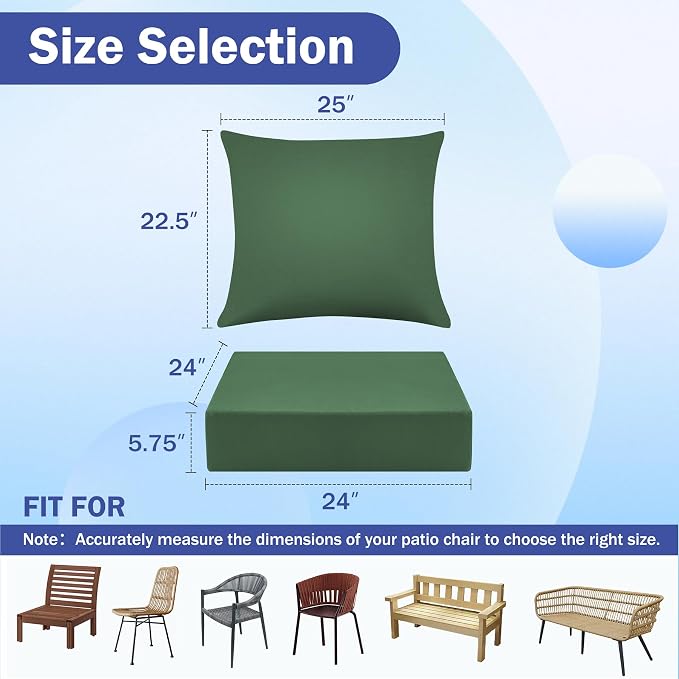 IASEAHK Outdoor Seat Cushion Set, Waterproof & Fade Resistant Patio Chair - Image 2