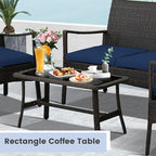 Tangkula 4 Pieces Outdoor Conversation Set, Patio PE Wicker Sofa - Image 8