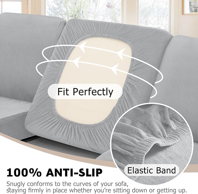 Arfntevss Velvet Corner Sectional Couch Covers Slipcovers L Shape Couch Cushion - Image 4