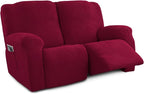 Recliner Loveseat Covers, 4-Piece Stretch Geometric Strokes Jacquard Reclining by Unknown