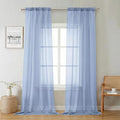 Denim Blue Sheer Curtains 96 Inches Long 2 Panels, Rod Pocket Light Filtering by Lecloud